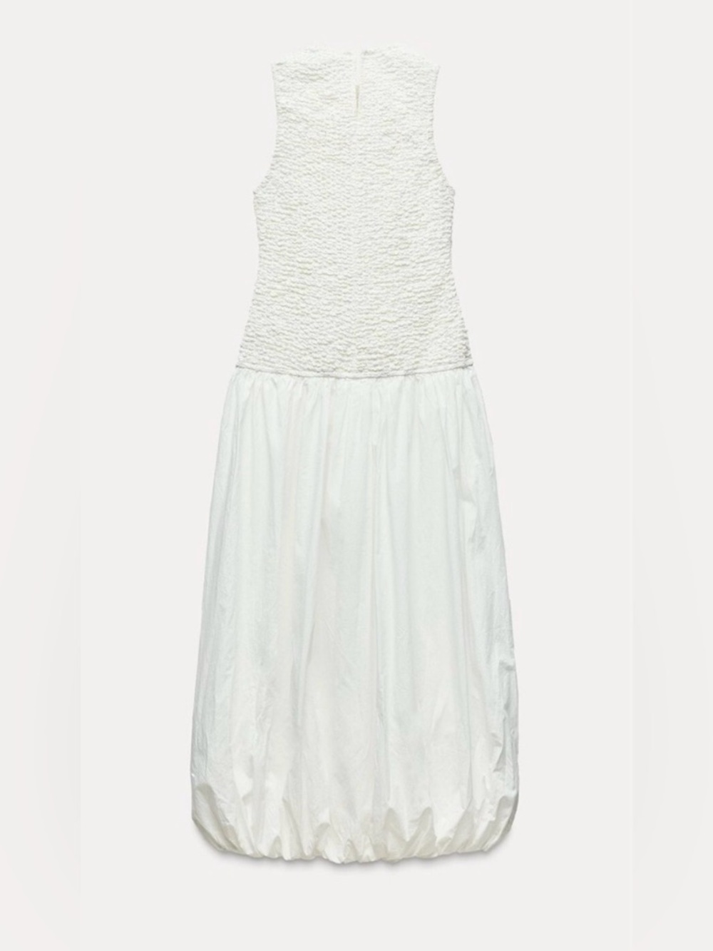 Zara White Balloon Poplin Midi Dress Sleeveless Round Neck Size Small - Picture 6 of 16